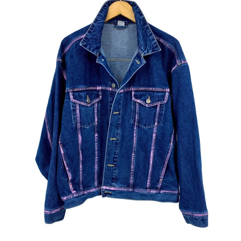 Custom Painted Ex-Boyfriend Denim Trucker Jacket L - Picture 13 of 15